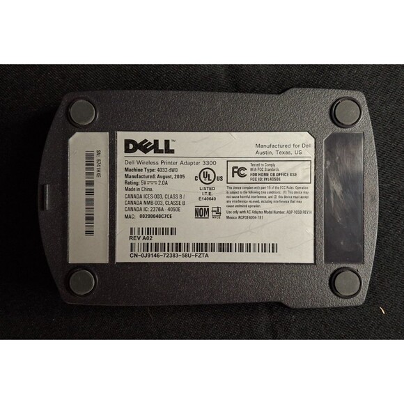 DELL Wireless Printer Adapter 3300 - Untested - Powers On - Picture 3 of 5